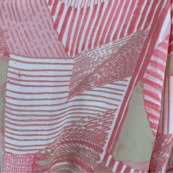 Chico's Drapey Pullover Top Hi-Lo Hem Front Tie V-Neck Pink Tan Abstract Print S - Picture 9 of 13